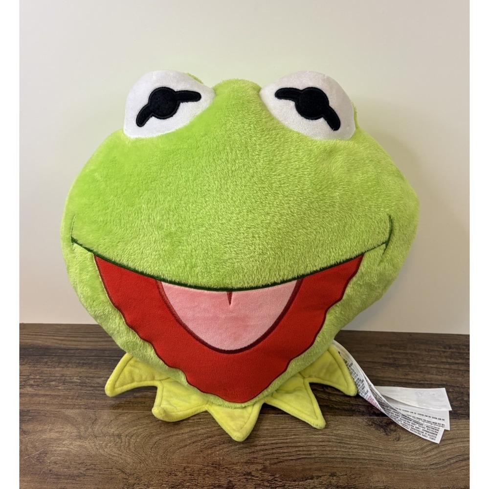 Kermit the Frog Large Face Head 13" Plush Pillow Jim Henson Muppets